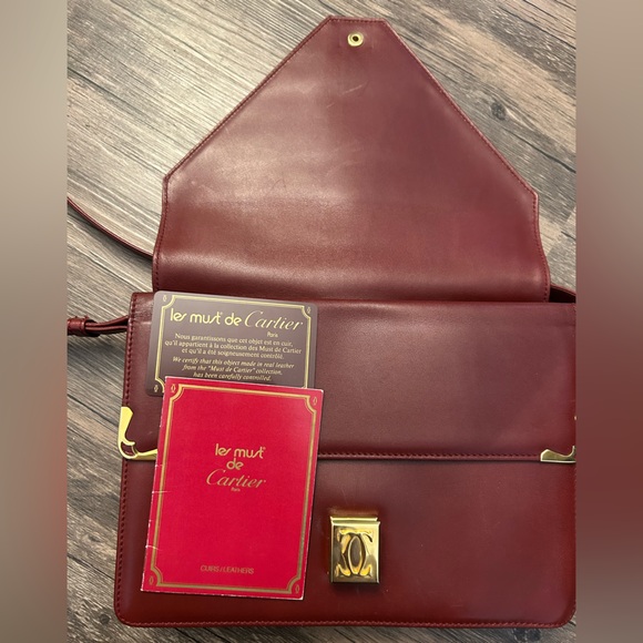 Authentic Cartier Vintage Burgundy Crossbody Bag Mastline Bordeaux-EUC - Picture 15 of 15